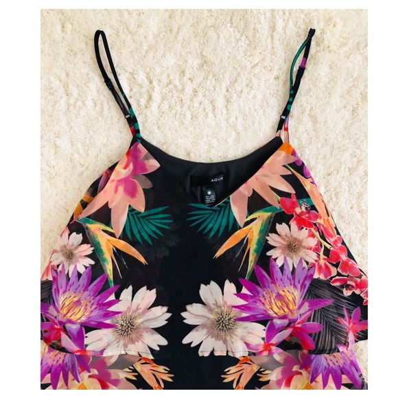 {Aqua} Vibrant Floral hi-low hem dress - Picture 11 of 13